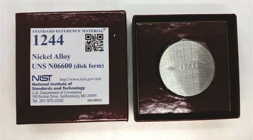 SRM 1244 - 鎳合金UNS N 06600(盤形)標(biāo)準(zhǔn)品